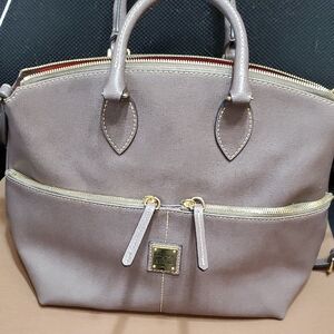 Darker Gray Saffiano Double Pocket Satchel. Perfect Size! Prettier in person.